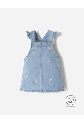 Overol Jardinera Algodón índigo Bebé Niña Azul Oscuro