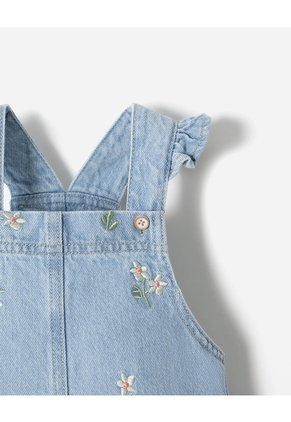 Overol Jardinera Algodón índigo Bebé Niña Azul Oscuro