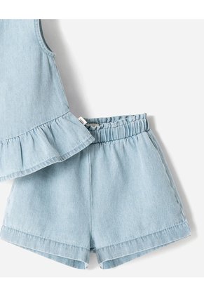 Conjunto Blusa + Short índigo Algodón Bebé Niña Azul Oscuro