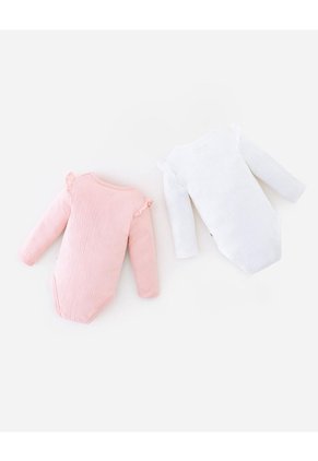 Body Manga Larga Algodón X2unds Bebé Niña Multicolor