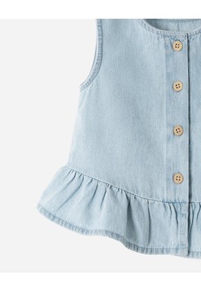 Conjunto Blusa + Short índigo Algodón Bebé Niña Azul Oscuro