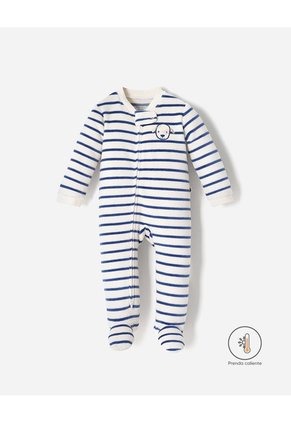 Pijama Cierre Doble Sentido Rayas Bebé Niño Azul