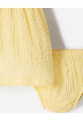 Conjunto Vestido + Bloomer Bebé Niña Amarillo