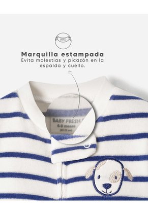 Pijama Cierre Doble Sentido Rayas Bebé Niño Azul