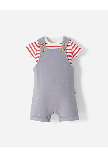Conjunto Body + Overol Corto Bebé Niño Gris