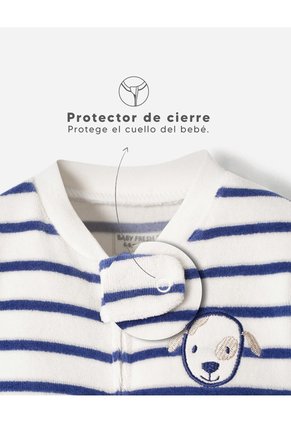 Pijama Cierre Doble Sentido Rayas Bebé Niño Azul