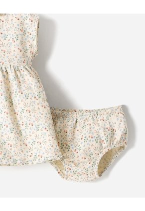 Conjunto Vestido + Bloomer Beige Bebé Niña Beige