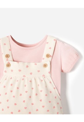 Conjunto Camiseta + Enterizo Algodón Bebé Niña Beige