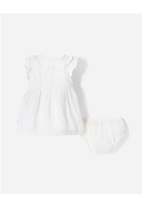 Conjunto Vestido + Bloomer Bebé Niña Beige