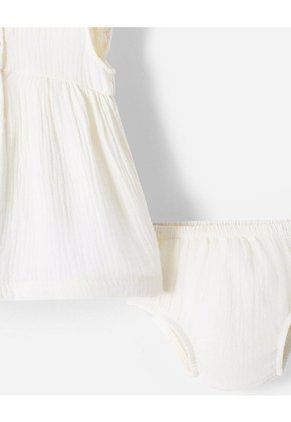 Conjunto Vestido + Bloomer Bebé Niña Beige