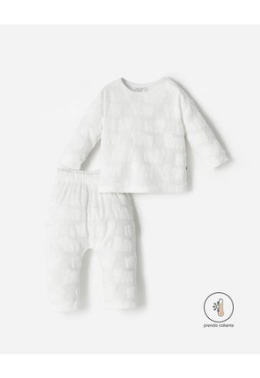 Conjunto Buzo + Pantalón Bebé Unisex Blanco