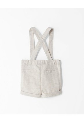 Bermuda + Cargaderas Lino Bebé Niño Beige