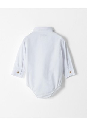Body Manga Larga Algodón Blanco Bebé Niño Blanco