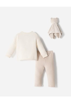 Conjunto + Peluche De Apego Bebé Niño Beige