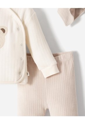 Conjunto + Peluche De Apego Bebé Niño Beige