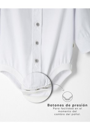 Body Manga Larga Algodón Blanco Bebé Niño Blanco