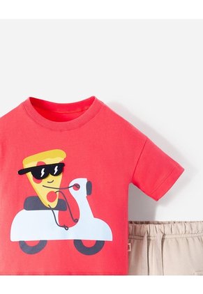 Conjunto Camiseta + Bermuda Bebé Niño Rojo
