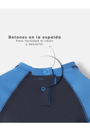 Traje De Baño Protección UV Estampado Bebé Niño Azul