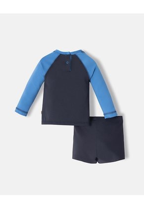 Traje De Baño Protección UV Estampado Bebé Niño Azul