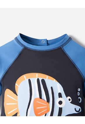 Traje De Baño Protección UV Estampado Bebé Niño Azul