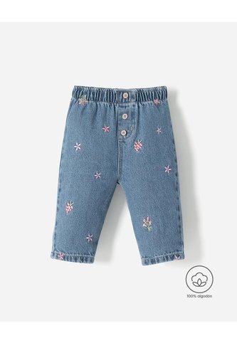 Jean Regular Algodón Bordado índigo Bebé Niña Azul Oscuro BABY FRESH