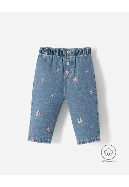 Jean Regular Algodón Bordado índigo Bebé Niña Azul Oscuro