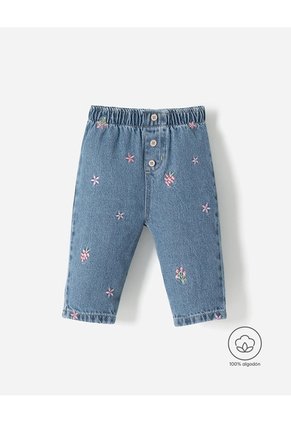 Jean Regular Algodón Bordado índigo Bebé Niña Azul Oscuro