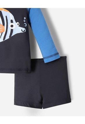 Traje De Baño Protección UV Estampado Bebé Niño Azul