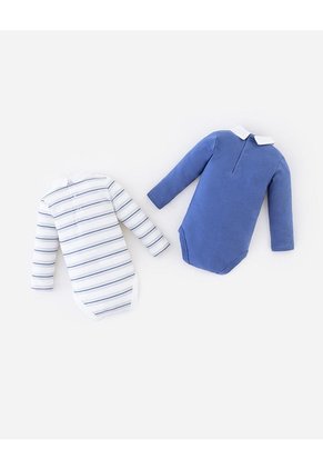 Body Manga Larga Algodón X2unds Bebé Niño Multicolor
