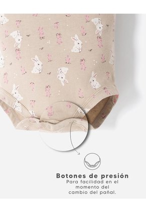 Conjunto Body + Vestido Algodón Bebé Niña Rosa