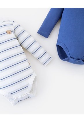 Body Manga Larga Algodón X2unds Bebé Niño Multicolor