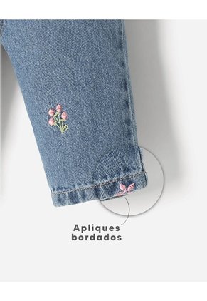 Jean Regular Algodón Bordado índigo Bebé Niña Azul Oscuro