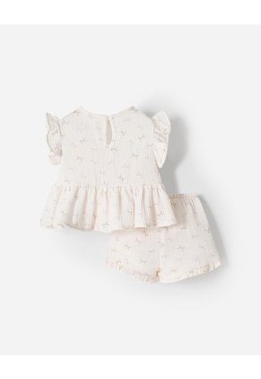 Conjunto Blusa + Short Bebé Niña Beige