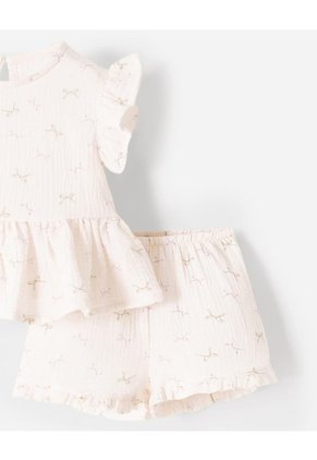 Conjunto Blusa + Short Bebé Niña Beige