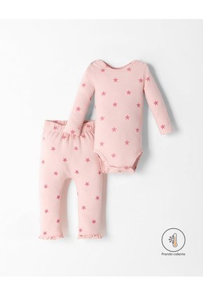Conjunto Body + Pantalón Acanalado Bebé Niña Rosa