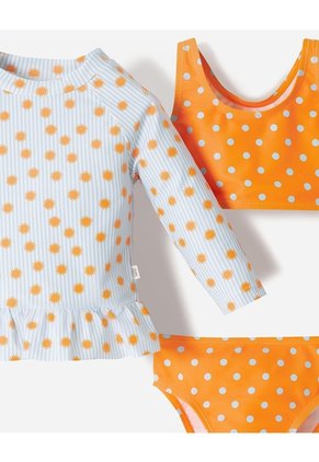 Vestido De Baño 3 Piezas Protección UV Estampado Bebé Niña Multicolor