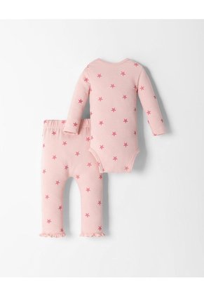 Conjunto Body + Pantalón Acanalado Bebé Niña Rosa