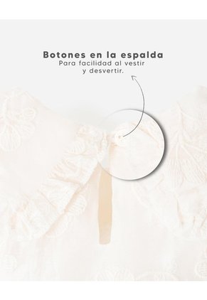 Conjunto Vestido + Bloomer Bordado Bebé Niña Blanco