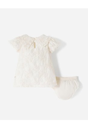 Conjunto Vestido + Bloomer Bordado Bebé Niña Blanco