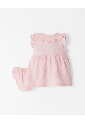 Conjunto Vestido + Bloomer Bebé Niña Rosa