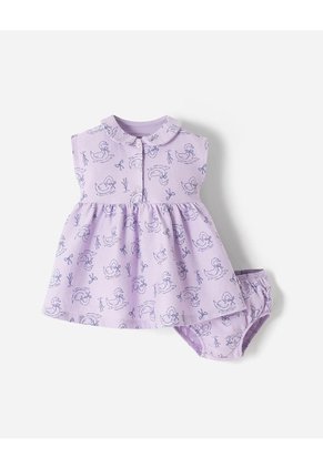 Conjunto Vestido + Bloomer Bebé Niña Lila