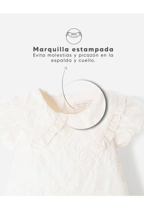 Conjunto Vestido + Bloomer Bordado Bebé Niña Blanco