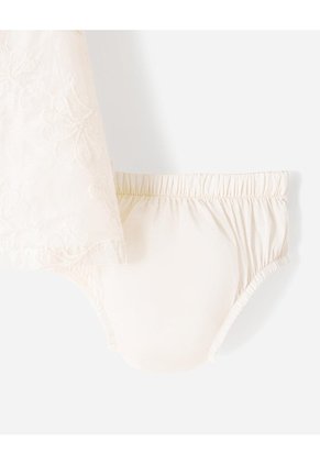 Conjunto Vestido + Bloomer Bordado Bebé Niña Blanco