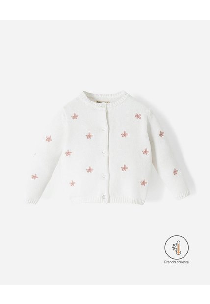 Buzo Tejido Apliques Bordados Blanco Bebé Niña Blanco