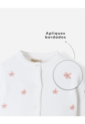 Buzo Tejido Apliques Bordados Blanco Bebé Niña Blanco