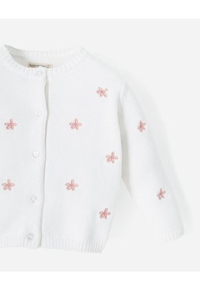 Buzo Tejido Apliques Bordados Blanco Bebé Niña Blanco