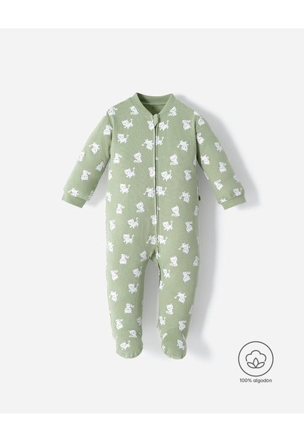 Pijama Algodón Cierre Doble Sentido Estampada Bebé Niña Verde