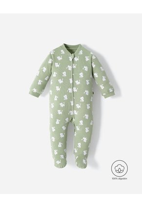 Pijama Algodón Cierre Doble Sentido Estampada Bebé Niña Verde