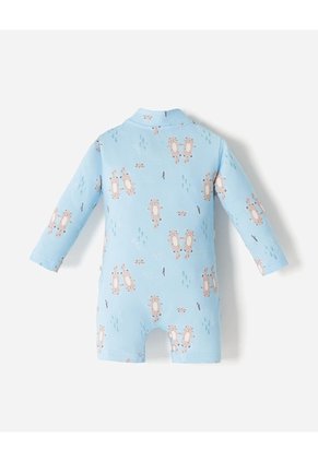 Traje De Baño Manga Larga Protección UV Estampado Bebé Niño Azul