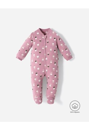 Pijama Algodón Cierre Doble Sentido Estampada Bebé Niña Rosa